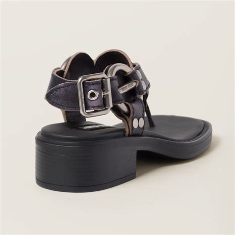 miu miu thong sandal|Black Bleached Leather Thong Sandals .